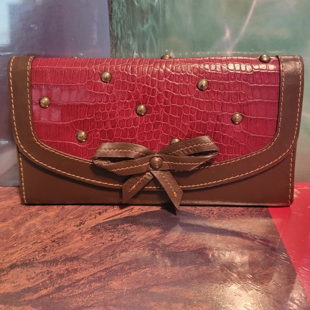 Sofia C. Womens Wine & Brown Leather Wallet  Bifolf